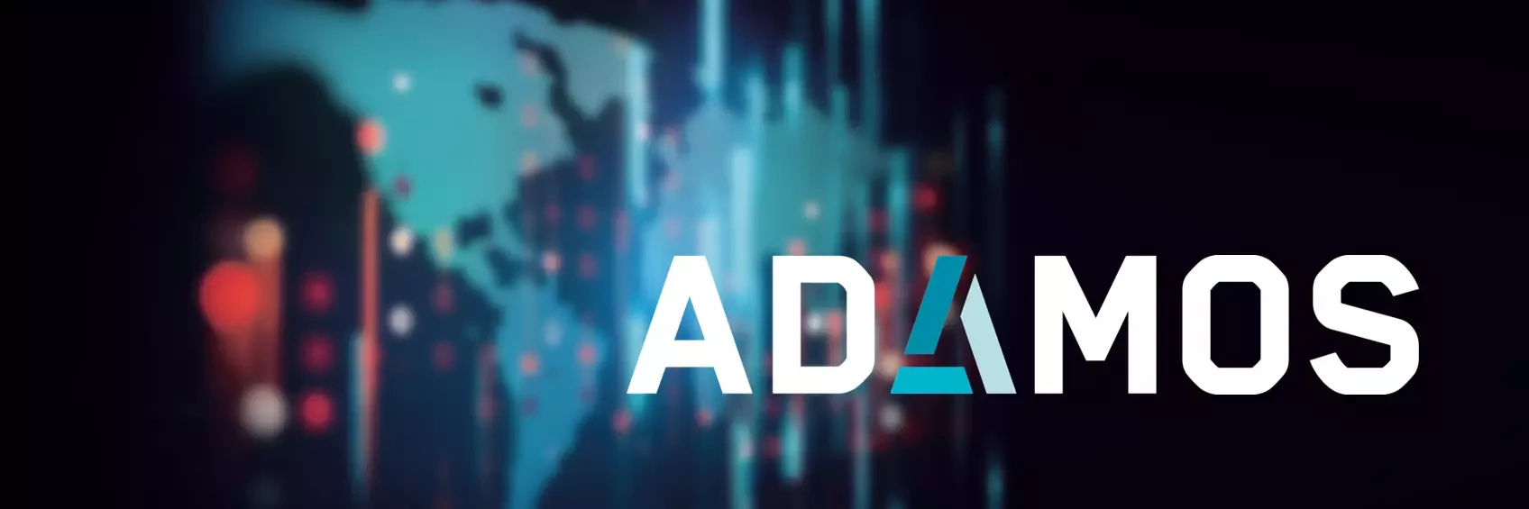 adamos logo in front of world map