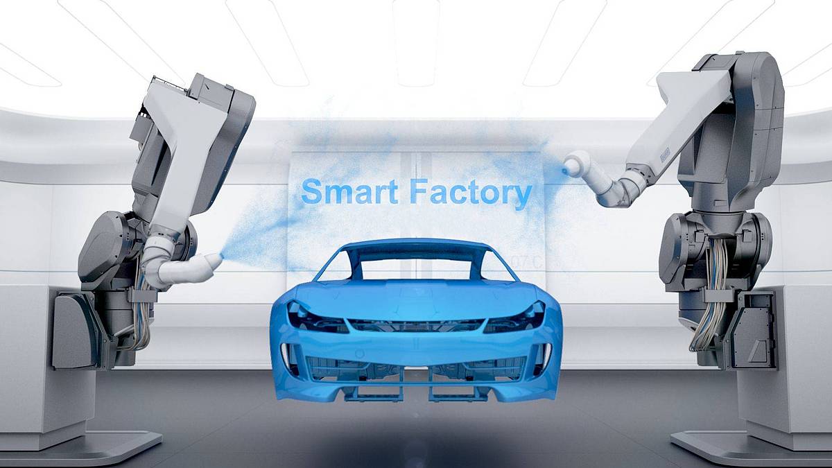 illustration of robots and car body