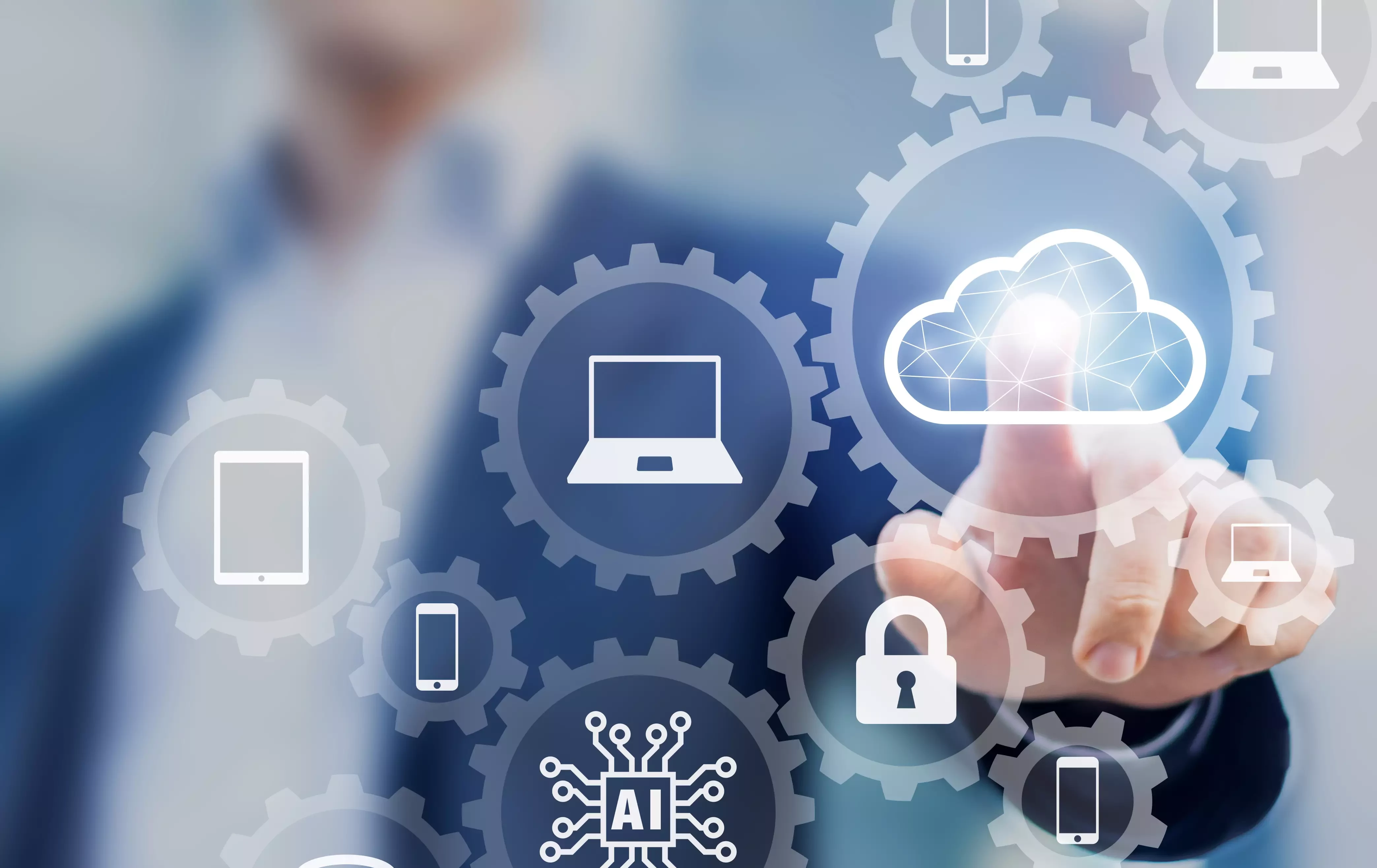 Cloud computing information technology concept, data processing and storage platform connected to internet network, specialist engineering system