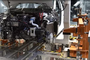 Wheel alignment stand in the assembly line for Passenger Cars by Dürr