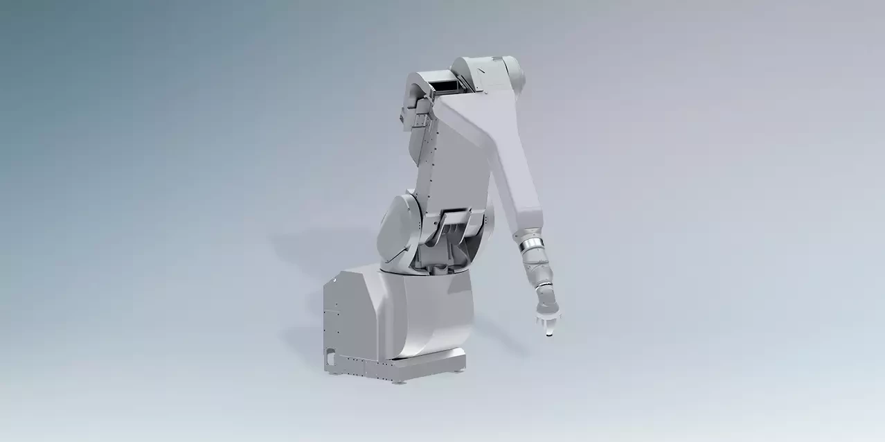 Large painting robot by Dürr for automatic surface coating.