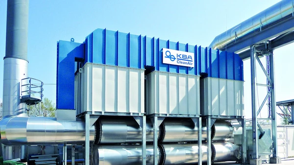 Exhaust air purification systems from KBA-CleanAir are used in the printing industry, dye and paint manufacturing, surface treatment, and the chemicals industry